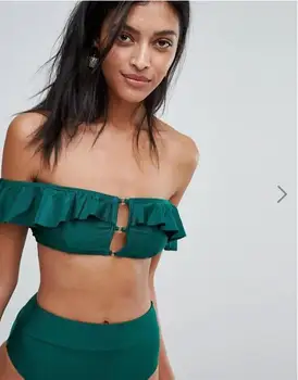 

Off Shoulder Bikinis mujer Bandeau bikini set Swimwear Women Padded Swimsuit Ruffle Female Beachwear 2018 biquin