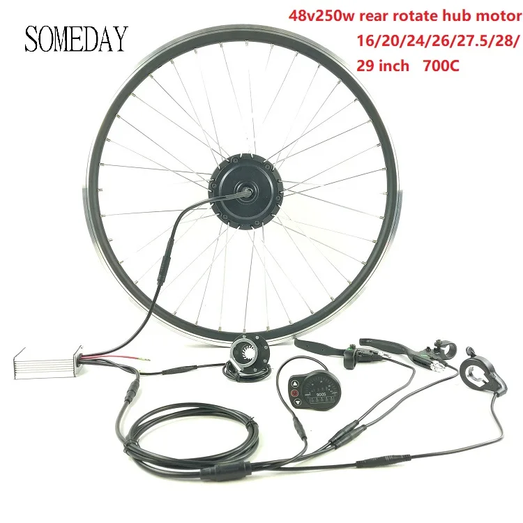

SOMEDAY 48V250W Electric Bicycle conversion kit with led900s Ebike rear rotate hub motor waterproof cable easy install