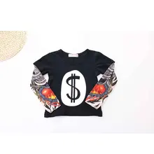 2017 Children Clothing Boys Long Sleeve T Shirt Cool Tattoo Shoes Printed T-shirts Big Girls Summer Kids Tops Baby clothes