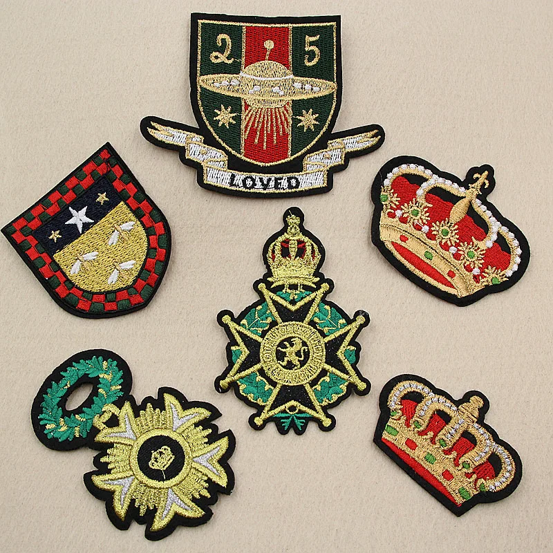 

Exquisite High Quality Lion Crown Planet Embroidery Patches for Clothing Iron on Clothes Apparel Appliques Badge Stripes Sticker