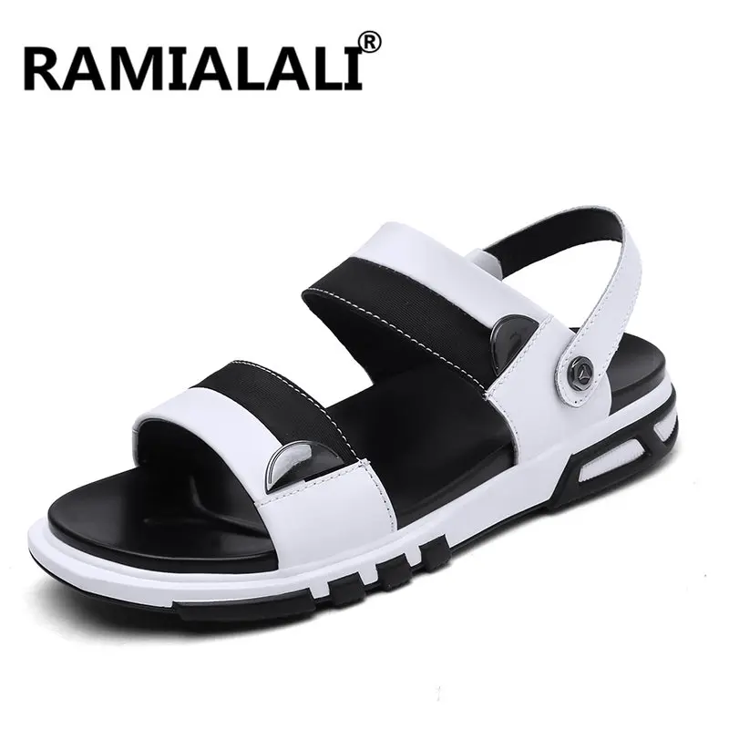 Mens Sandals Genuine Leather Beach Sandals High Quality Mens Leather Sandals Slippers Platform 