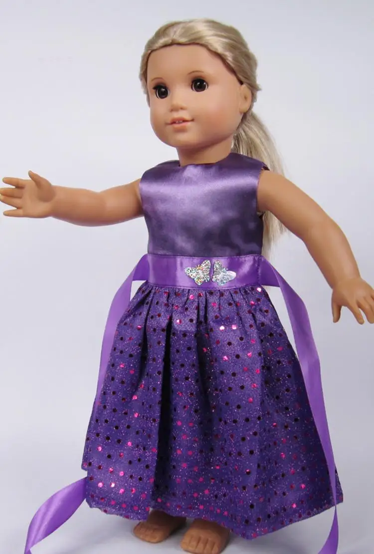 

Christmas gift 18 inch American Doll purple Clothes dress Fits 18" American dolls b7