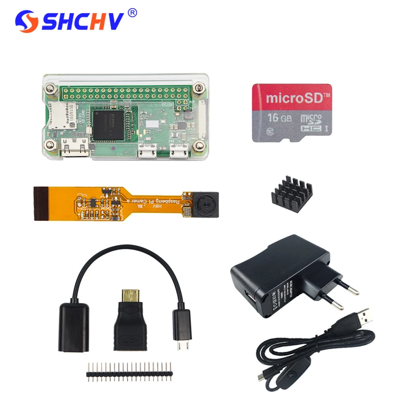 

Raspberry Pi Zero Camera + Acrylic Case + 16 GB Card + 2A Power Adapter + USB Charing Cable + OTG Cabe + Mini HDMI + GPIO Header