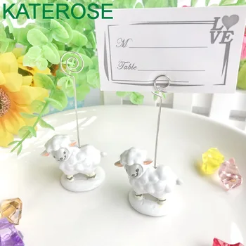 

FREE SHIPPING 6PCS/LOT Baby Birthday Party Table Decor Cute Sheep Place Card Holder Photo Holders Newborn Christening Gifts