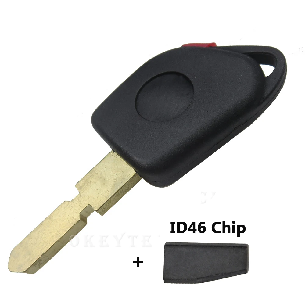 

OkeyTech New Styling Replacement Transponder Key Shell Case Blank Fob 1 Button Uncut Blade With ID46 Chip for Peugeot 406