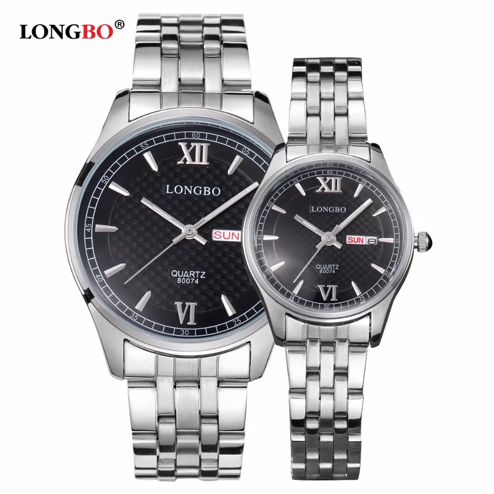 

Fashion Longbo Luxury Lovers Couple Watches Men Date Day Waterproof Women Gold Stainless Steel Quartz Wristwatch Montre Homme