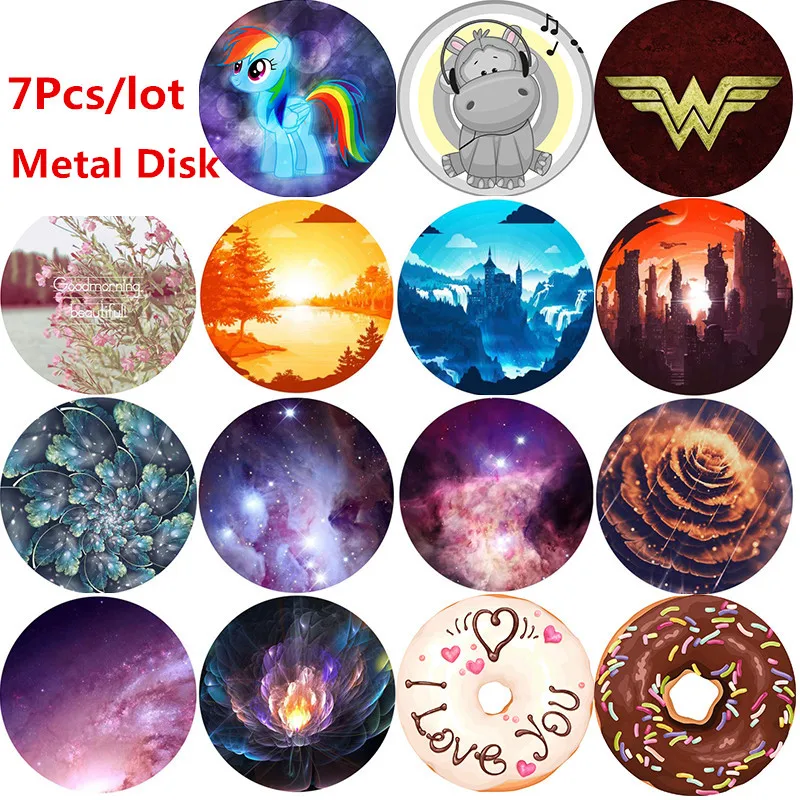 

7pcs/lot Round Metal Plate disk iron sheet Paste On smartphone For Magnetic Car Phone holders Support Car mobile accessories