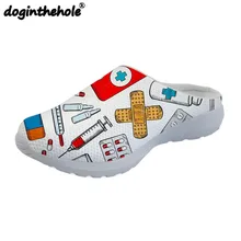 Doginthehole/женская пляжная обувь на плоской подошве с принтом медсестры; Легкие уличные сандалии; спортивные шлепанцы; спортивная обувь из сетчатого материала для девочек