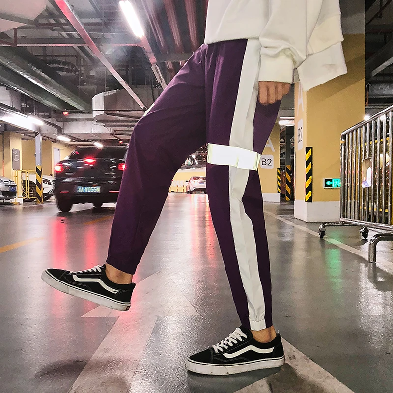 Fashion Casual Men's Harem Pants Autumn And Winter New M-5XL Color Matching Slim Feet Pants Personality Youth Popular