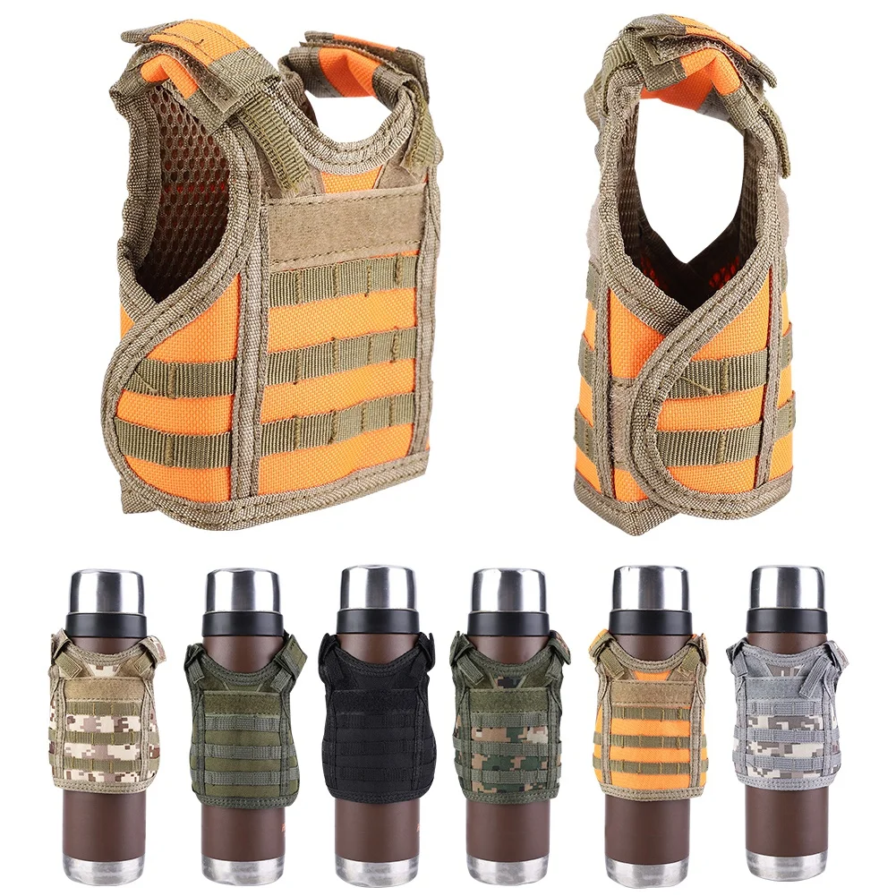 

New Tactical Beer Bottle Cover Military Mini Miniature Molle Vest Personal Bottle Drink Set Adjustable Shoulder Strap