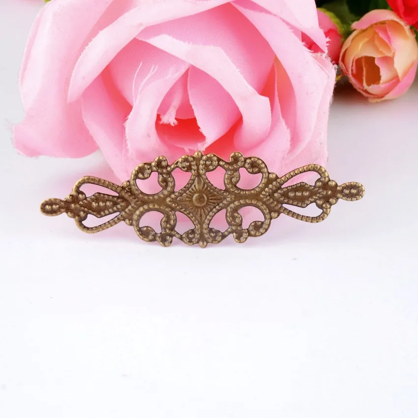 

Free shipping Retail 10Pcs Antique Bronze Filigree Wraps Connectors Embellishments Crafts Gift Decoration DIY Findings 6.5x2cm