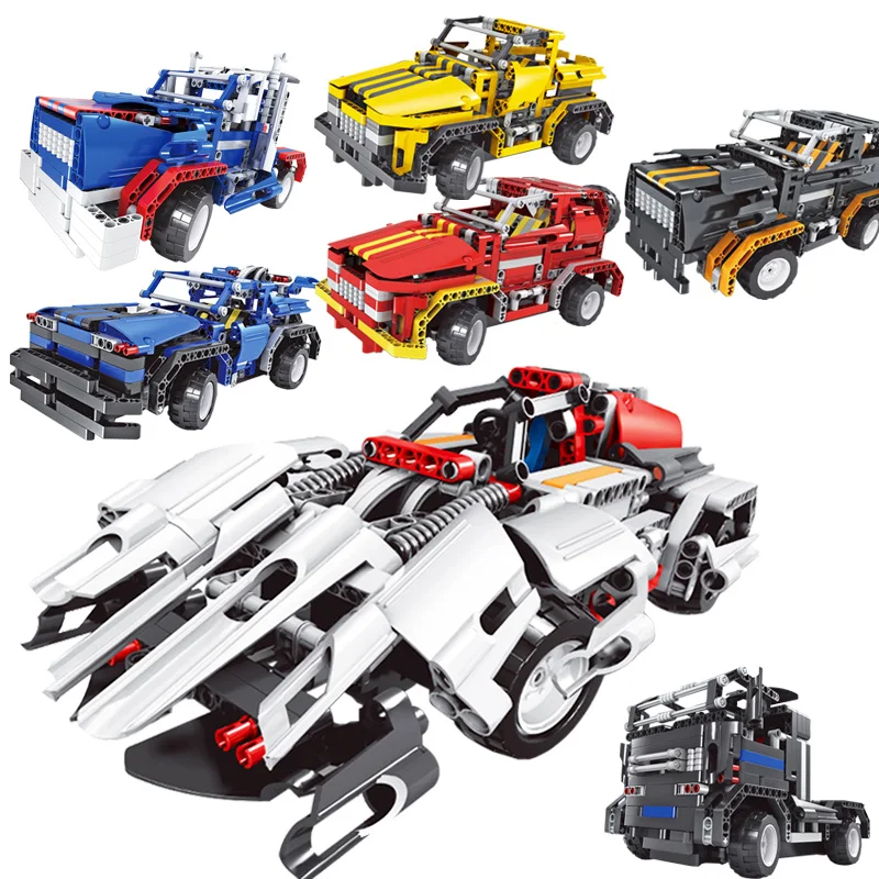 7 Color 2in1 Transform A/B Model Car Technic DIY RC Car Build Stacking Blocks Bricks kit with battery ducation Toys Gift for Kid
