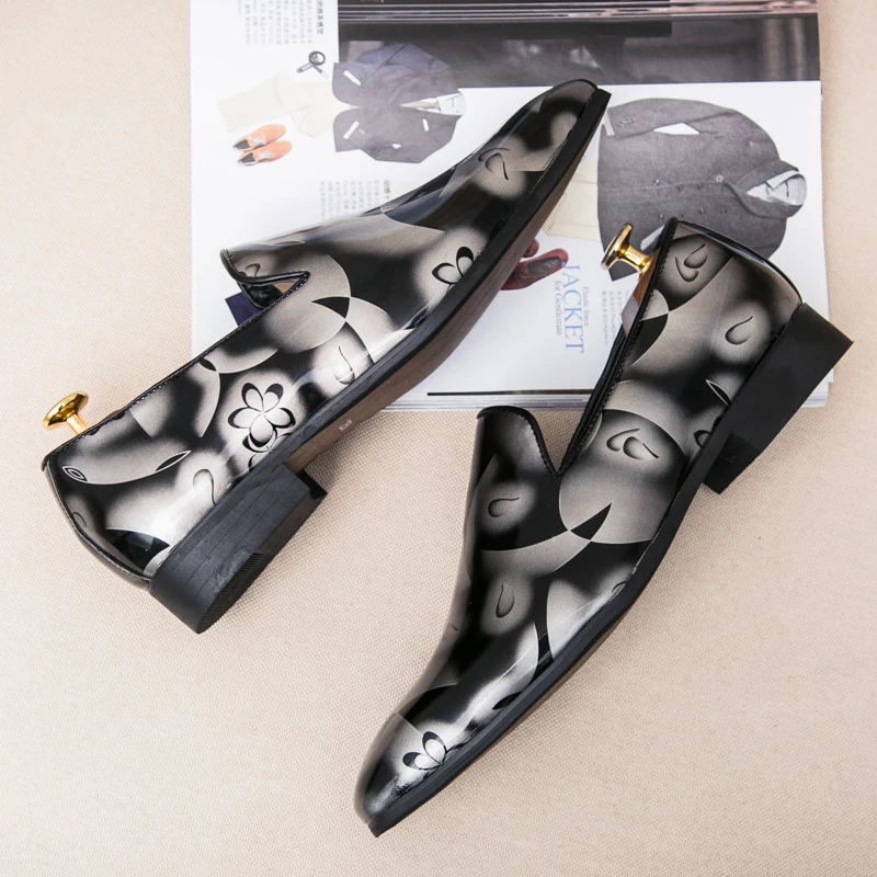 cool flowers print patent leather men shoes luxury italian brand camouflage male footwear mixcolors glossy oxford shoes for men (16)