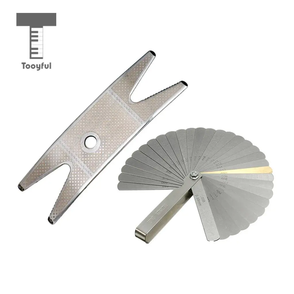 Tooyful Guitar Bass Multi Spanner Wrench+32 Blade Feeler Gauge Set Luthier Tool
