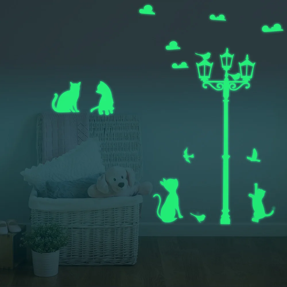 Light Cats Luminous Stickers Decorative Wall Stickers For Kids Rooms