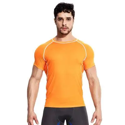 Мужская одежда тренажерные залы футболка тренировки мужские тонкие колготки футболка De спортивная одежда фитнес бег боевые рубашки быстросохнущие дышащие - Цвет: Оранжевый