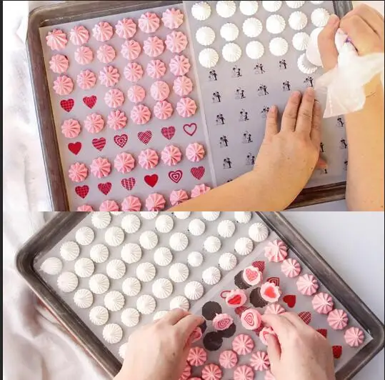 Cute Heart shape Pattern Sugar Stamp Chocolate Transfer Paper Chocolate Decoration, Chocolate topper Kitchen Baking Tools