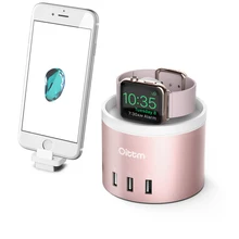 Oittm Charging Dock for Apple Watch Charger Stand ,3-Port USB 3.0 Charger Dock With Phone Holder Stand For iPhone 7 7 Plus 6 6s