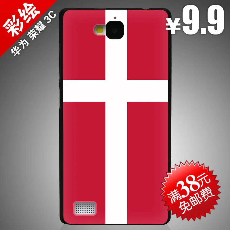 HOT/hard back case painted For Huawei honor 3C / phone shell protective sleeve Danish flag/Free shipping |