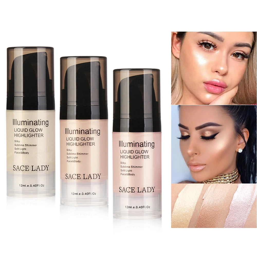 

SACE LADY Liquid Highlighter&Bronzer Shimmer Face Illuminator Face&Body ContouringConcealer Cream Shiny Make up Glow Cosmetics