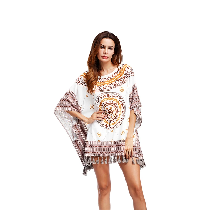 

Free shipping Summer African women print loose jacket tassel decoration fashion generous dashiki