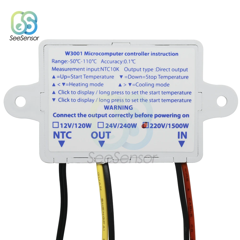 W3001 W3002 W3230 светодиодный цифровой терморегулятор 12 В 24 В 220 В переключатель контроля нагрева и охлаждения