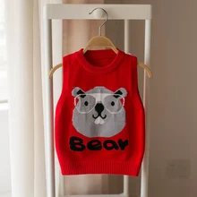 Весна Детский свитер детский мультяшный медведь жилет Для мальчиков и девочек симпатичный Детский свитер; свитера Ультрафиолетовый