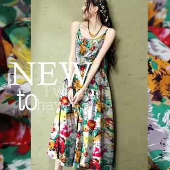 

2016 new dress skirts a riot of colours printed cotton shirt fabric