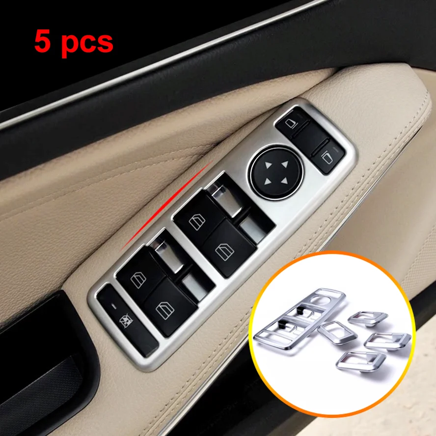 6Car inner door Window glass panel Armrest Lift Switch Button trim frame 2pcs For Benz smart fortwo 2015 2016 2017 2018