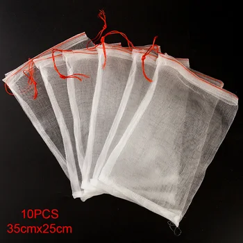 

10pcs/set Supermarket Drawstring Reusable Protection Bag For seeds Soaking Germination Fruit Mesh Bags Garden Vegetables Nylon
