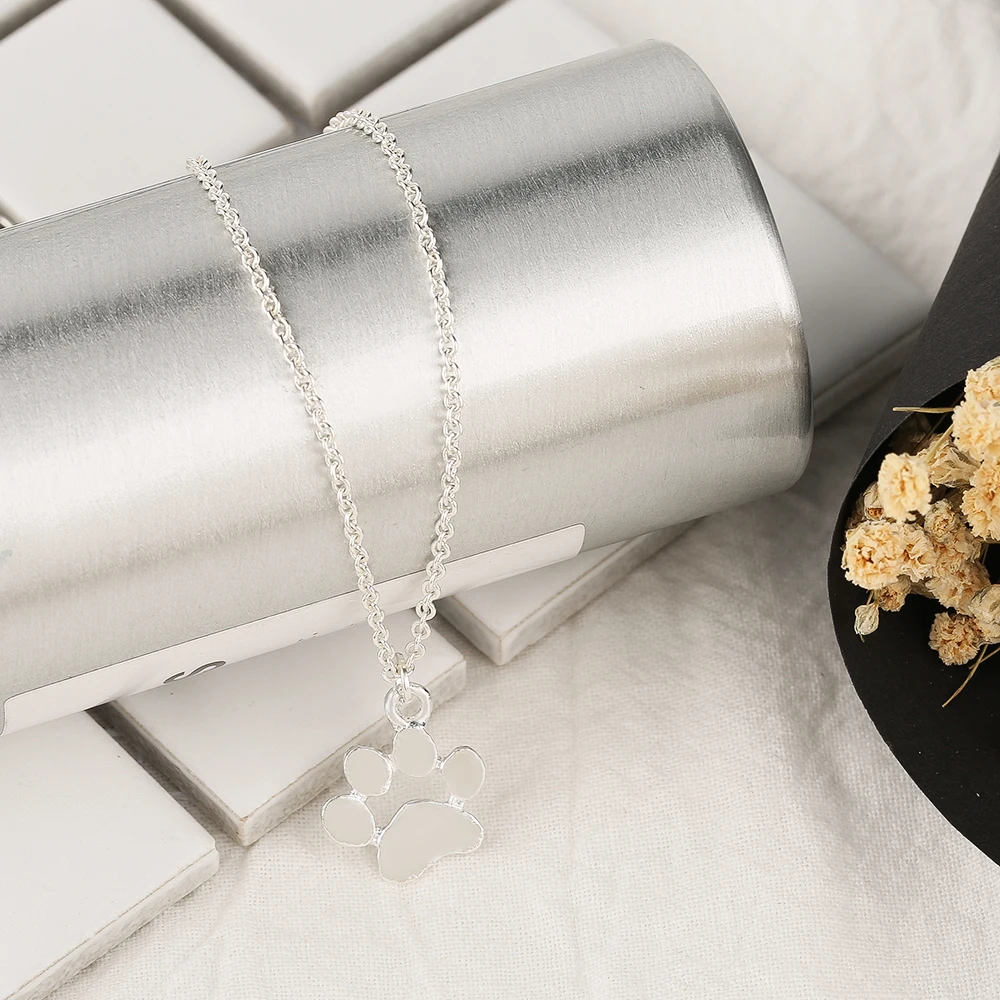 Golden Silver Cat Dog Paw Pendant Bracelet Women Simple Printing Cute Wrist Chain Casual Student Loli Bangles (17)
