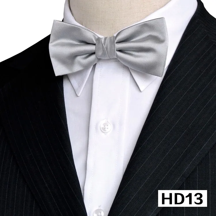 Solid Black Navy Blue Gray Grey White Red Tuxedo Mens Bow Tie Pre-tied 100% Silk Adjustable For Men Free Shipping Wholesale