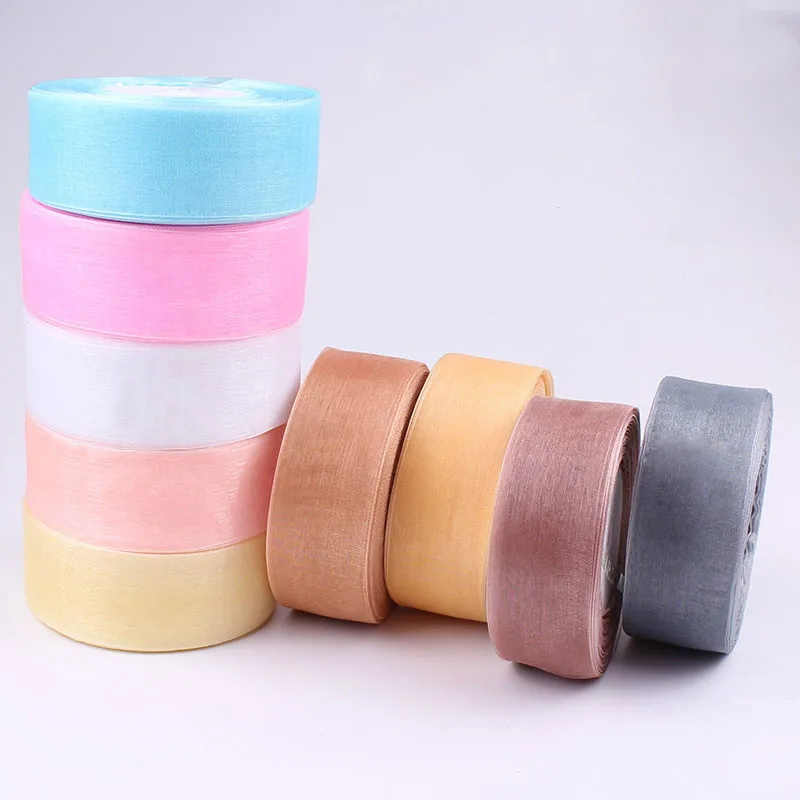 

Hot Sale (50 Yards/lot) 1-1/2" 40mm Organza Chiffon Ribbons Gift Wrapping Decoration Christmas Ribbons Webbing Packing Belt