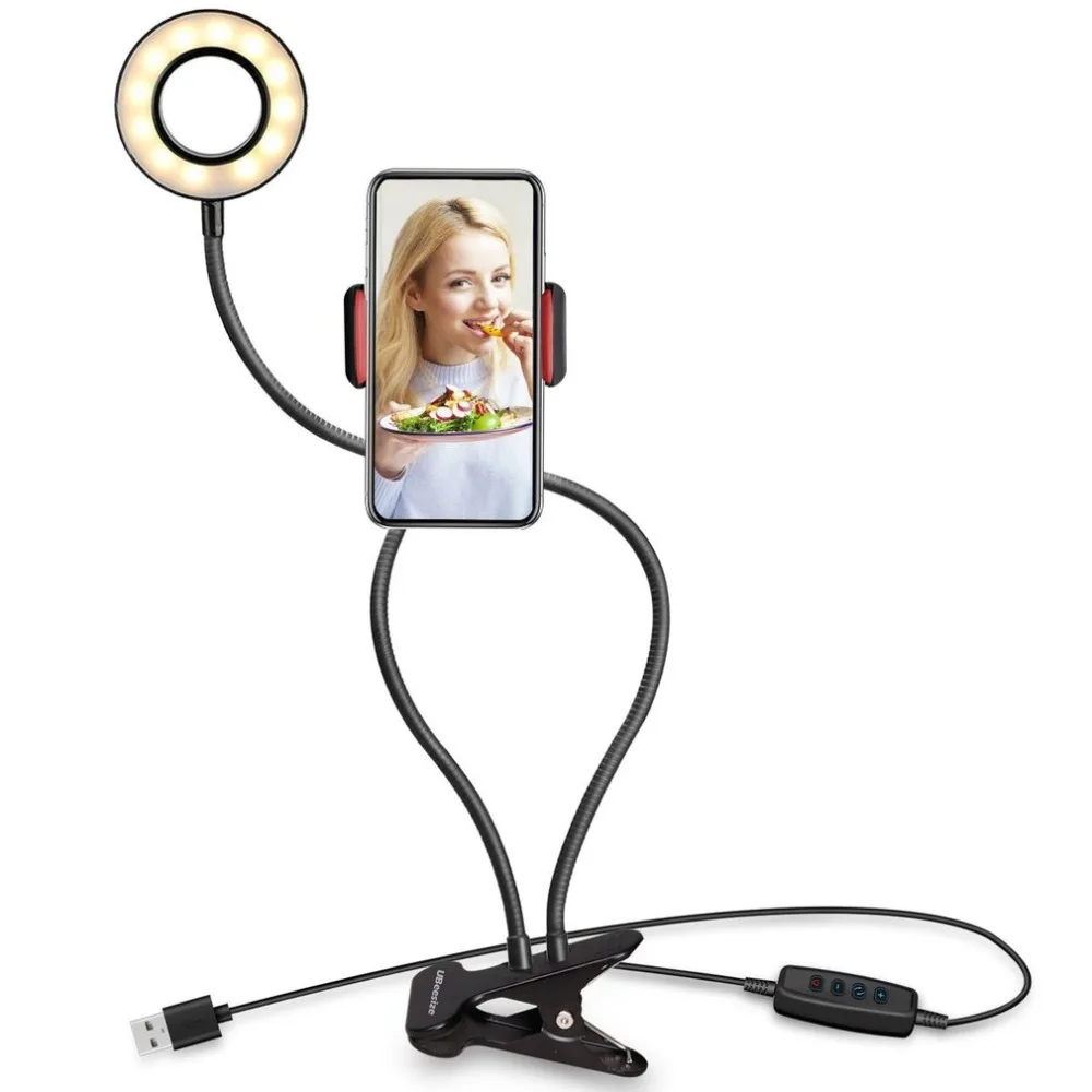 

Selfie Ring Light Phone Holder Universal Adjustable Desk Lamp for Live and Stream Makeup Mirror Ring Light Photo Camera Light