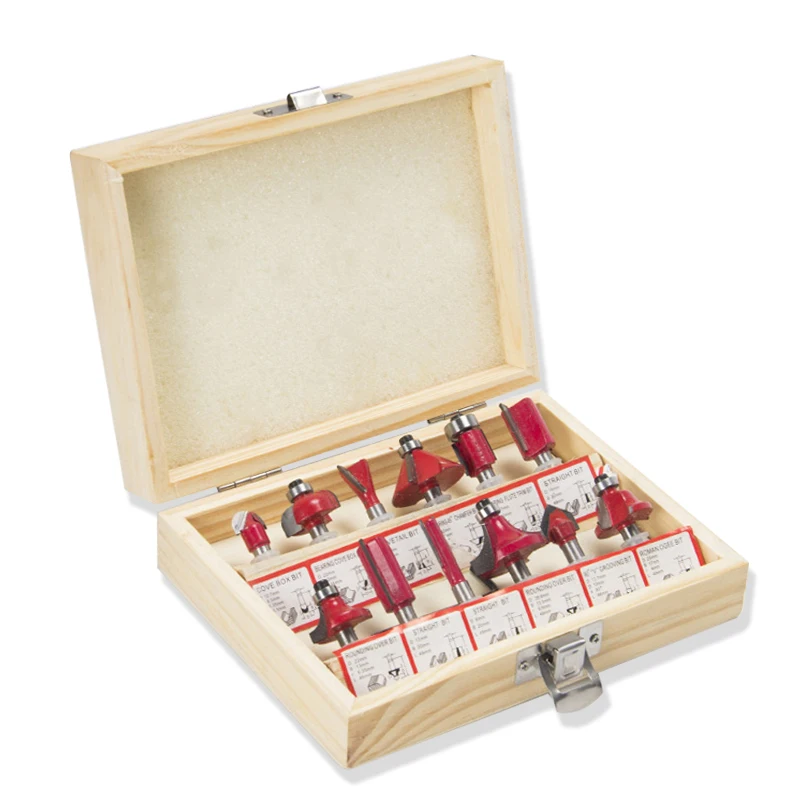 

Prostormer Wood router bit set 1/4"(6.35mm) Wood Woodworking Cutter Trimming Knife Forming Milling In Wooden Box With Box