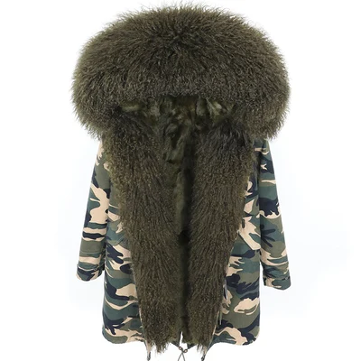 OFTBUY, зимняя женская куртка, большое натуральное меховое пальто, парка, Монгольская овчина, меховой воротник, подкладка из кроличьего меха Рекс, модное длинное пальто с кисточками - Цвет: 7