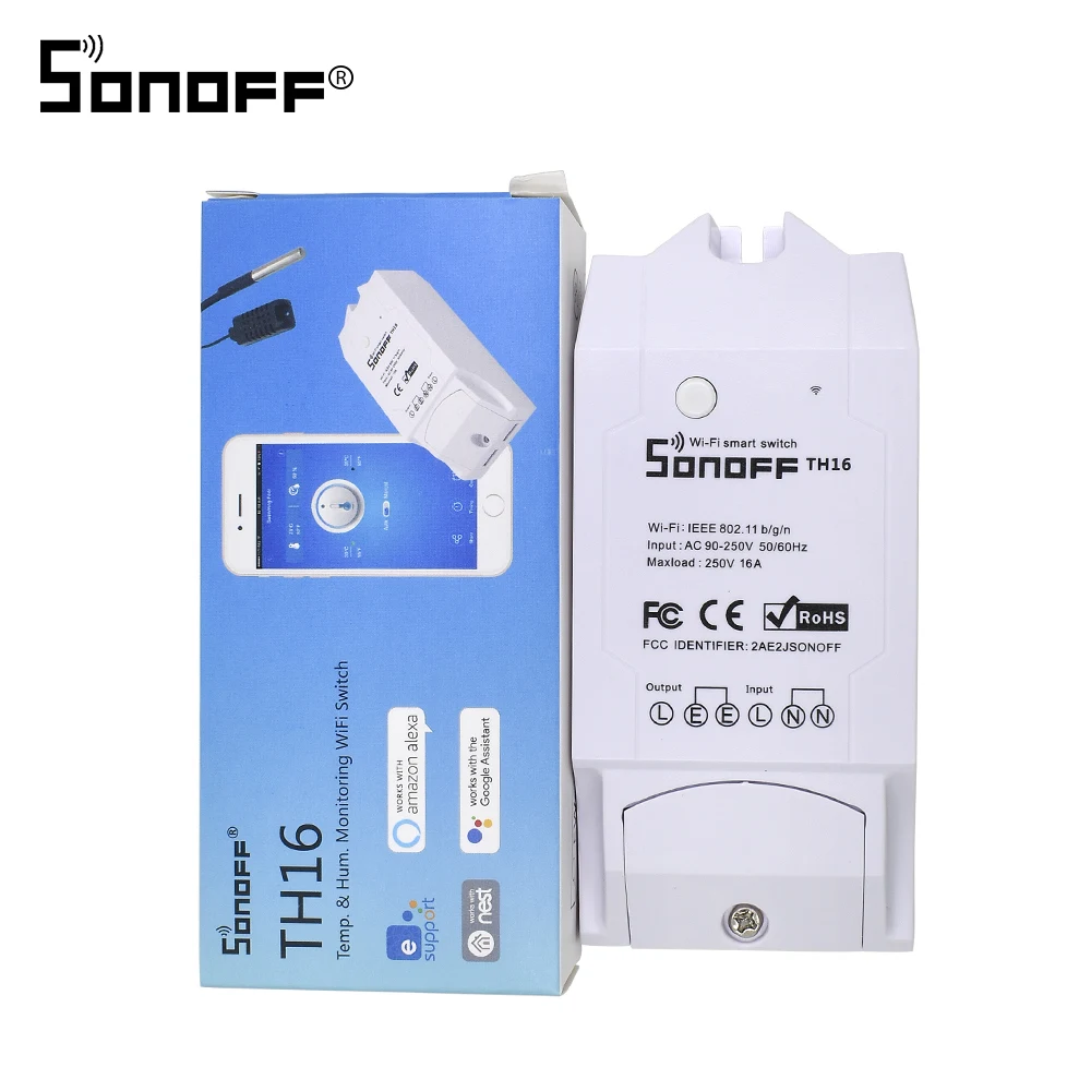 

Itead Sonoff TH16 Relay Module Wifi Switch For Smart Home Automation Temperature and Humidity Monitor Remote Controller