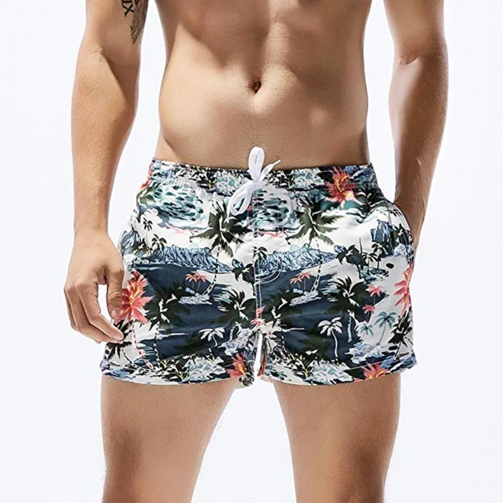 

Men Breathable Swim Trunks Pants Swimwear Shorts Slim Wear Coconut Tree Printing Coconut tree swimming trunks Beach Quick Drying