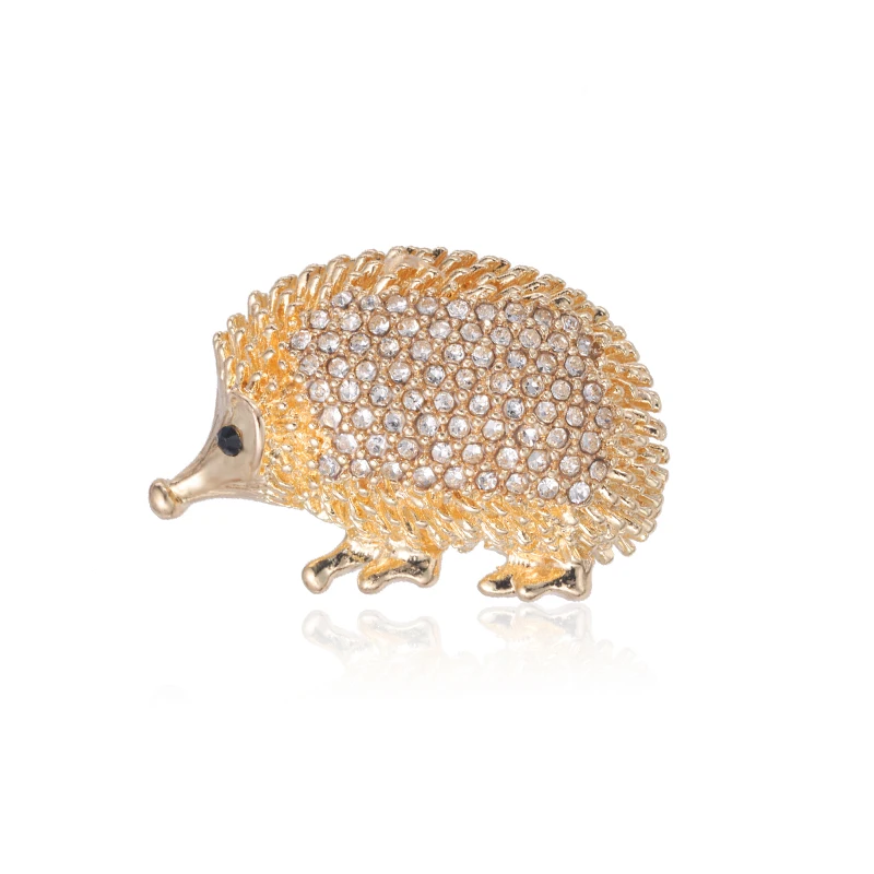 

baiduqiandu Brand new arrival rhinestones hedgehog animal brooches for women or kids in gold color plated
