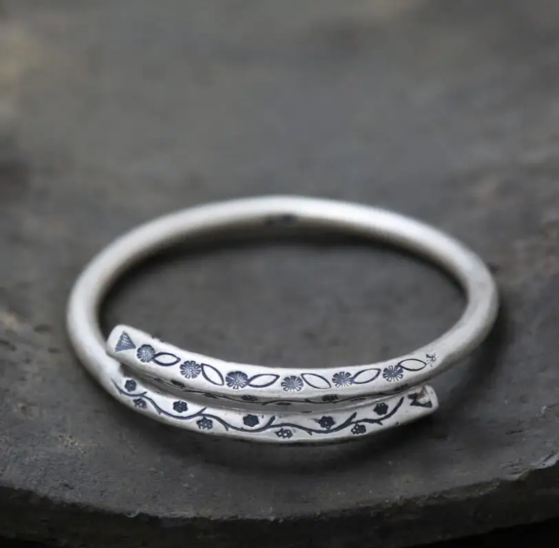 

Pure Silver Original Handmade 990 Silver Square Open Cross Vintage Ethnic Bangle (SYF)