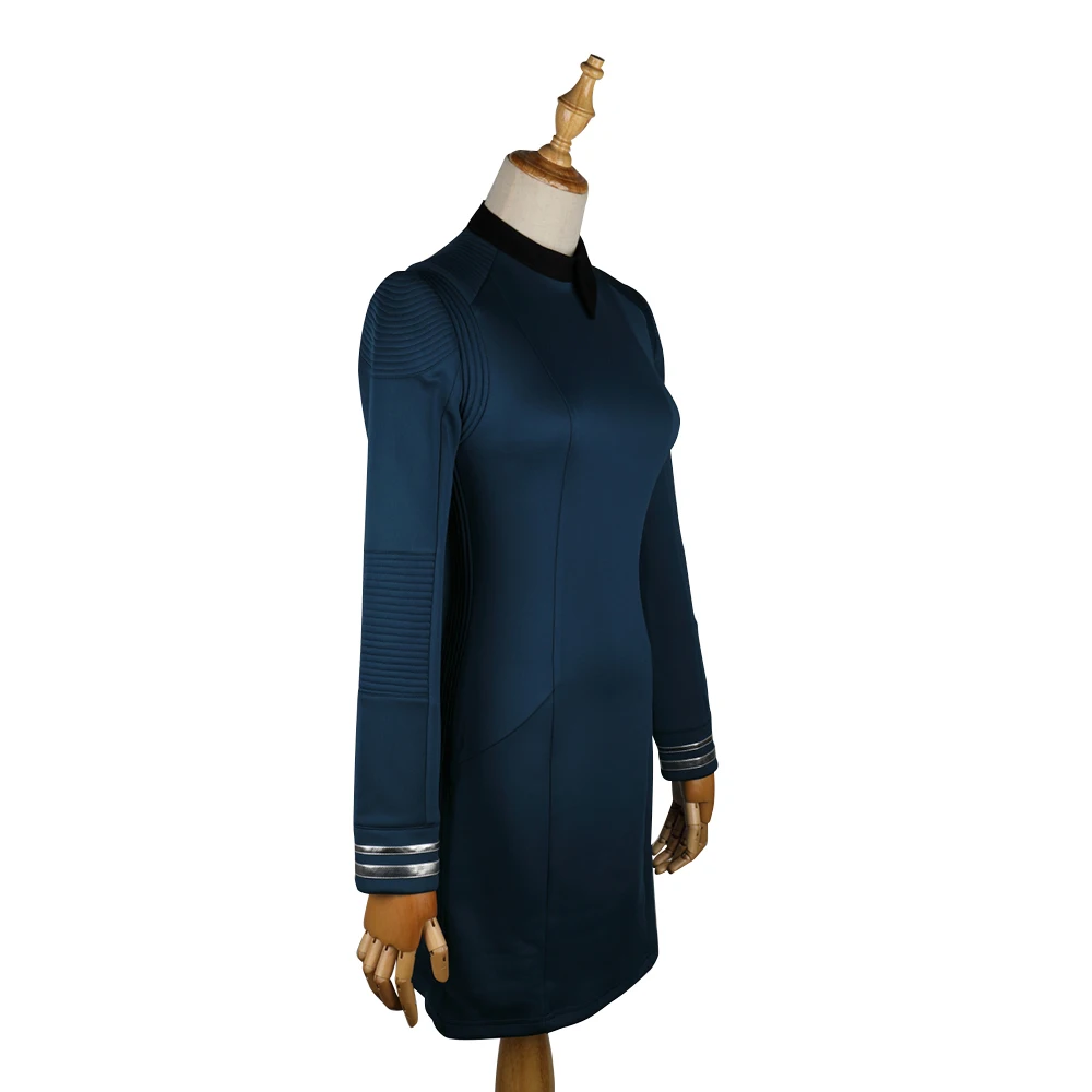 New Star Trek Discovery Season 2 Starfleet Commander Female Blue Uniform Dress Badge Costumes Woman Adult Cosplay Costume (3)