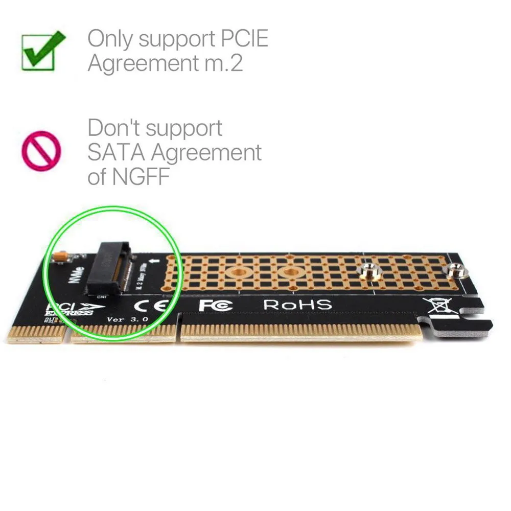 M.2 NVMe SSD NGFF к PCIE 3 0 X16 X4 адаптер M Key интерфейс Плата расширения полная скорость