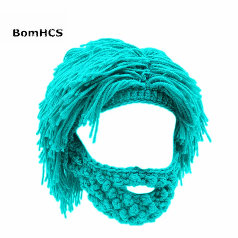 BomHCS забавные вечерние маска шапка-парик борода Шапки ручной Хобо вязаные теплые зимние шапки подарок на Хэллоуин - Цвет: Небесно-голубой
