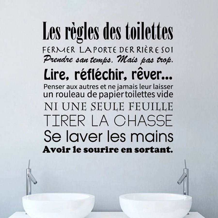 Français salle de bains règles Stickers muraux français