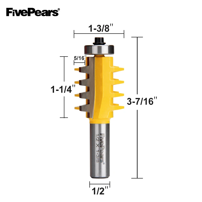 Фреза FivePears с 1/" хвостовиком, реверсивная фреза с клеевым соединением для деревообработки