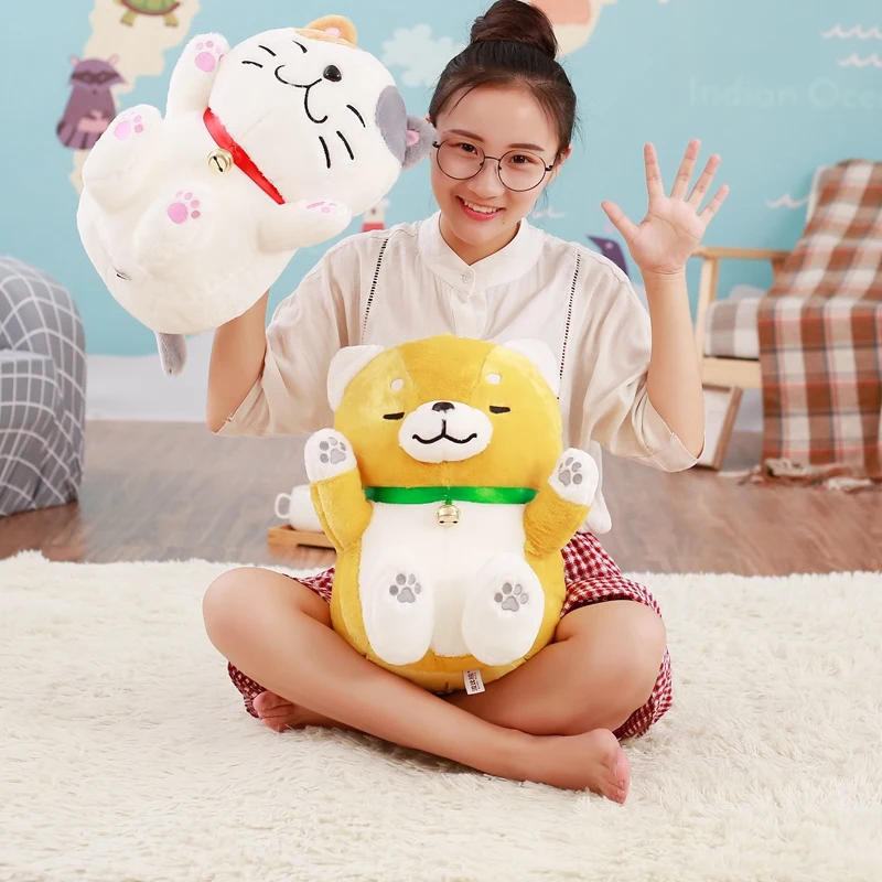 

30/40cm Soft Plump Japanese Lucky Fortune Cat Plush Toy Stuffed Shiba inu Plush Toys For Home Office Decoration