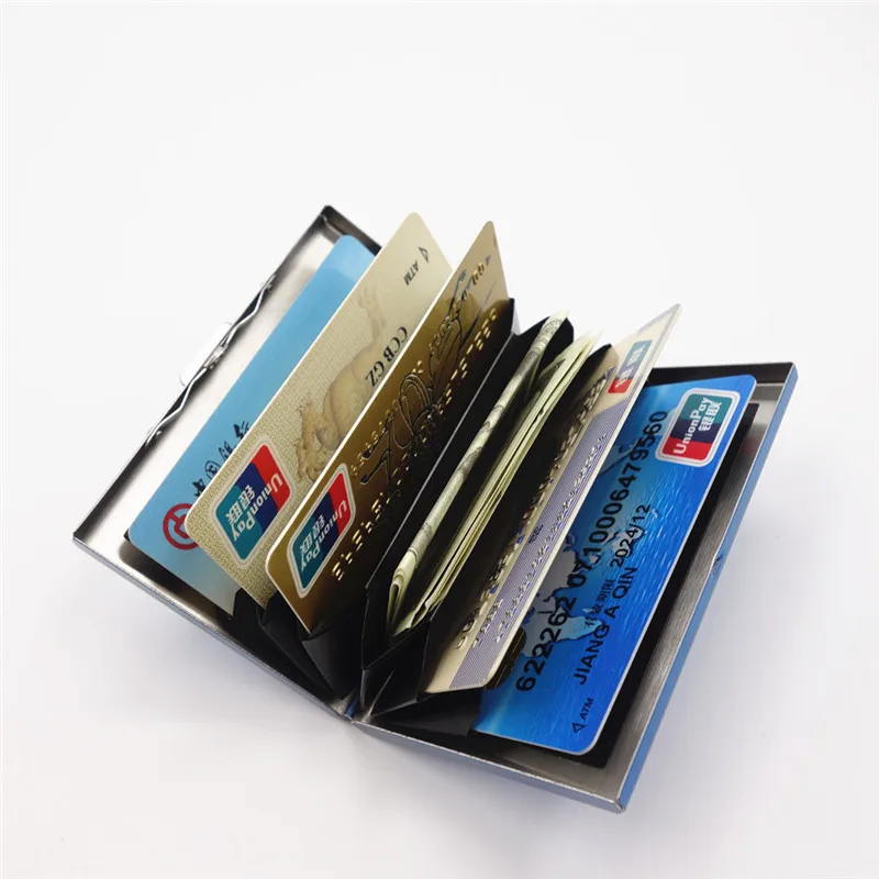 Высококачественный держатель для кредитных карт из нержавеющей стали, Женский металлический чехол для банковских карт, коробка для Карт rfid, кошелек для карт, розовый
