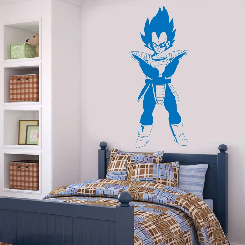 Vegeta виниловая наклейка на стену-Жемчуг дракона Z, DBZ аниме настенное искусство, манга черная наклейка украшение дома детская комната для мальчиков E695 - Цвет: Синий