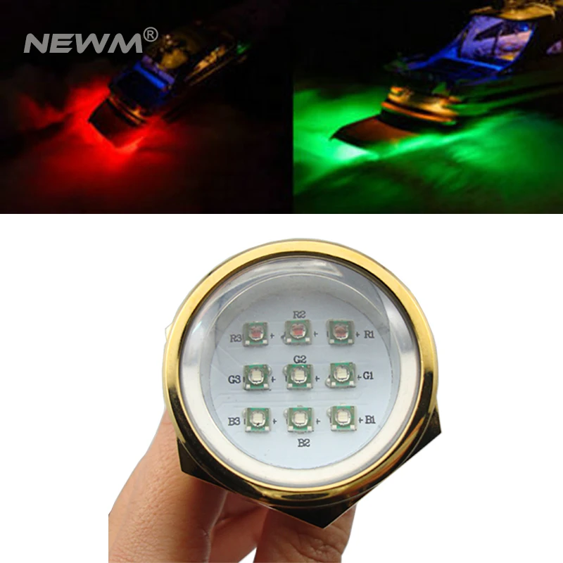 Waterproof IP68 RGB 27W Boat Drain Plug Light 9 LED Boat Light