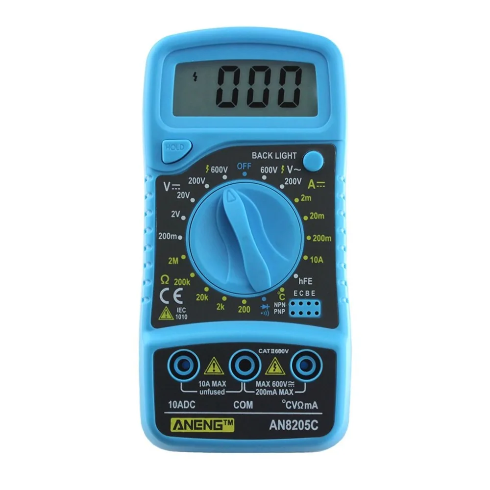 

Professional Digital Multimeter AN8205C LCD Display Digital Multimeter AC/DC Thermometry Ammeter Voltmeter Ohm Meter Tester